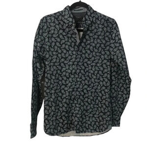 Ted Baker London Navy Paisley Long Sleeve Button Down Shirt Size 1 or S NWT